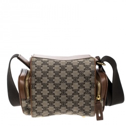 Pre Owned Celine Brown/Cognac Monogram Canvas and Leather Mini Camera Crossbody Bag