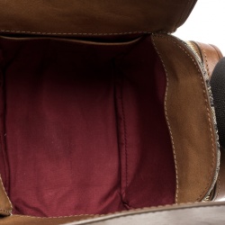 Pre Owned Celine Brown/Cognac Monogram Canvas and Leather Mini Camera Crossbody Bag