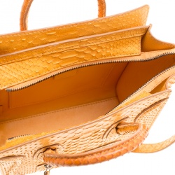 مملوكة مسبقًا Celine Mustard Yellow Python Nano Luggage Tote