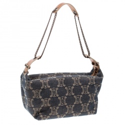 Pre Owned Celine Blue Macadam Denim Shoulder Bag