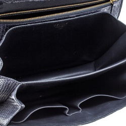 Pre Owned Celine Navy Blue Python Medium Classic Box Shoulder Bag