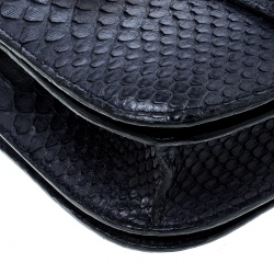 Pre Owned Celine Navy Blue Python Medium Classic Box Shoulder Bag