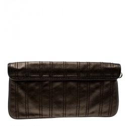 Pre Owned Celine Bronze Striped Leather Clutch