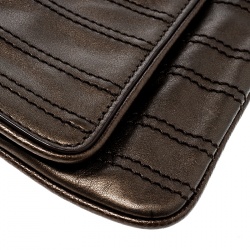 Pre Owned Celine Bronze Striped Leather Clutch