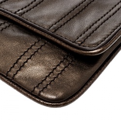 Pre Owned Celine Bronze Striped Leather Clutch