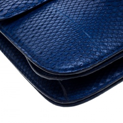 Pre Owned Celine Blue Python Large Classic Box Shoulder Bag