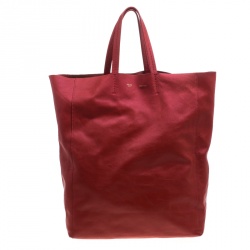 Pre Owned Celine Red Leather Cabas Tote