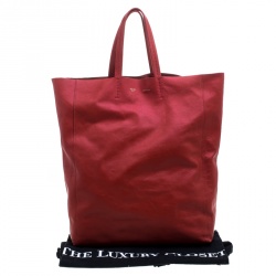 Pre Owned Celine Red Leather Cabas Tote