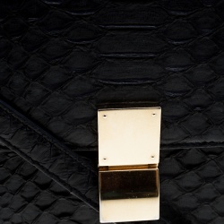 Pre Owned Celine Black Python Medium Classic Box Shoulder Bag