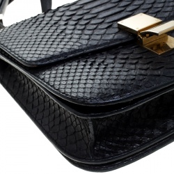 Pre Owned Celine Black Python Medium Classic Box Shoulder Bag