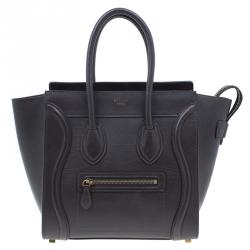 Pre Owned Celine Brown Leather Micro Luggage Tote