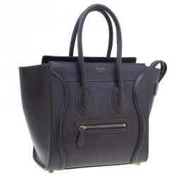 Pre Owned Celine Brown Leather Micro Luggage Tote