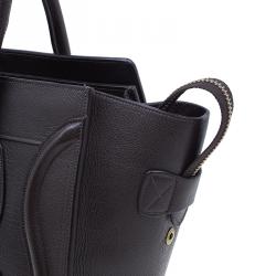 Pre Owned Celine Brown Leather Micro Luggage Tote