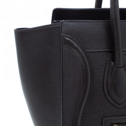 Pre Owned Celine Brown Leather Micro Luggage Tote
