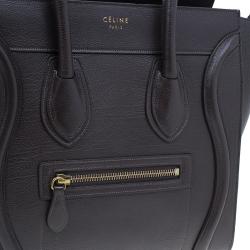 Pre Owned Celine Brown Leather Micro Luggage Tote