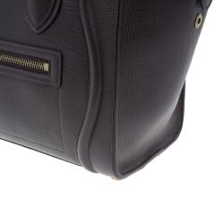 Pre Owned Celine Brown Leather Micro Luggage Tote