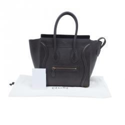 Pre Owned Celine Brown Leather Micro Luggage Tote