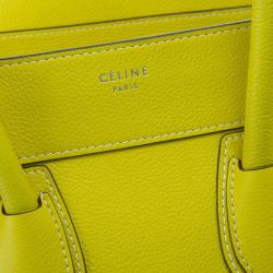 Pre Owned Celine Yellow Leather Mini Luggage Tote
