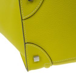 Pre Owned Celine Yellow Leather Mini Luggage Tote