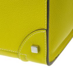 Pre Owned Celine Yellow Leather Mini Luggage Tote
