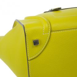 Pre Owned Celine Yellow Leather Mini Luggage Tote