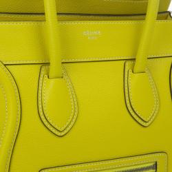 Pre Owned Celine Yellow Leather Mini Luggage Tote
