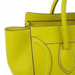 Pre Owned Celine Yellow Leather Mini Luggage Tote
