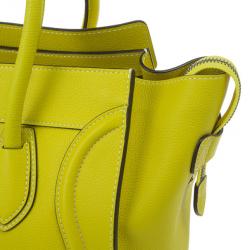 Pre Owned Celine Yellow Leather Mini Luggage Tote