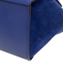 Pre Owned Celine Blue Leather and Suede Medium Trapeze Tote