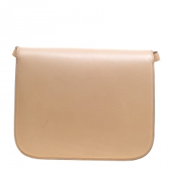 Pre Owned Celine Beige Leather Medium Classic Box Shoulder Bag