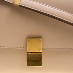 Pre Owned Celine Beige Leather Medium Classic Box Shoulder Bag