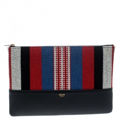 Celine Multicolor Striped Canvas and Leather Solo Pouch