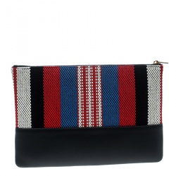 Celine Multicolor Striped Canvas and Leather Solo Pouch