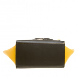 Pre Owned Celine Khaki/Yellow Leather Small Trapeze Tote