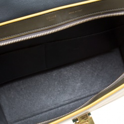 Pre Owned Celine Khaki/Yellow Leather Small Trapeze Tote