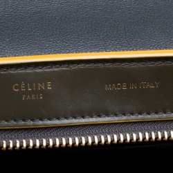 Pre Owned Celine Khaki/Yellow Leather Small Trapeze Tote