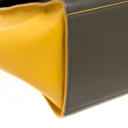 Pre Owned Celine Khaki/Yellow Leather Small Trapeze Tote