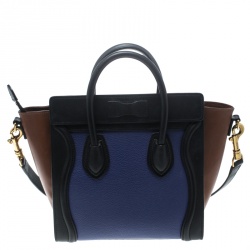 Pre Owned حقيبة يد سيلين نانو لاغدغ سويدي وجلد ثلاثية اللون