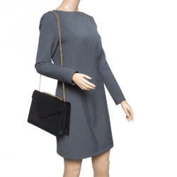 Pre Owned Celine Black Leather Pocket Envelope Shoulder Bag