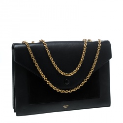 Pre Owned Celine Black Leather Pocket Envelope Shoulder Bag