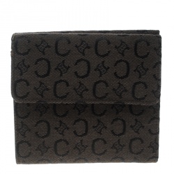 Pre Owned Celine Brown Monogram Macadam Canvas Compact Wallet