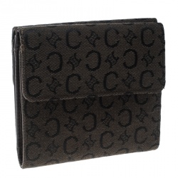 Pre Owned Celine Brown Monogram Macadam Canvas Compact Wallet