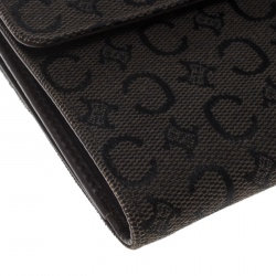 Pre Owned Celine Brown Monogram Macadam Canvas Compact Wallet