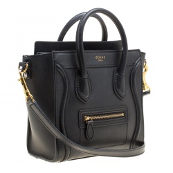 Pre Owned Celine Black Leather Nano Luggage Top handle Bag