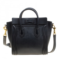 Pre Owned Celine Black Leather Nano Luggage Top handle Bag