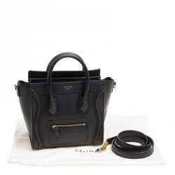Pre Owned Celine Black Leather Nano Luggage Top handle Bag