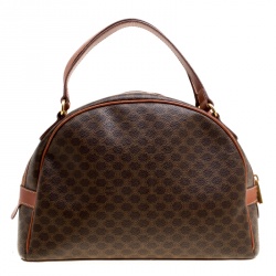 Pre Owned Céline Brown Coated Canvas and Leather Macadam Satchel