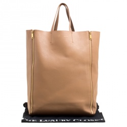 Pre Owned Celine Brown Leather Vertical Zipper Gusset Cabas Tote