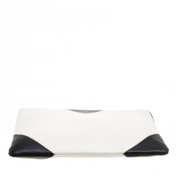Pre Owned Celine White/Black Leather Large Coeur Clutch