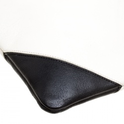 Pre Owned Celine White/Black Leather Large Coeur Clutch